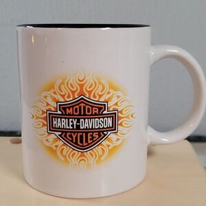 Harley-Davidson Flames Bar & Shield‎ Logo White Coffee Mug